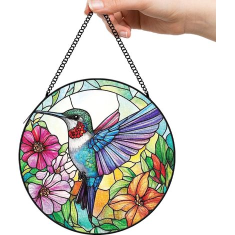 30 cmAttrape-soleil vitrail fleurs suspendu, décoration maison fenêtre, idée cadeau pour femme homme (1/5)