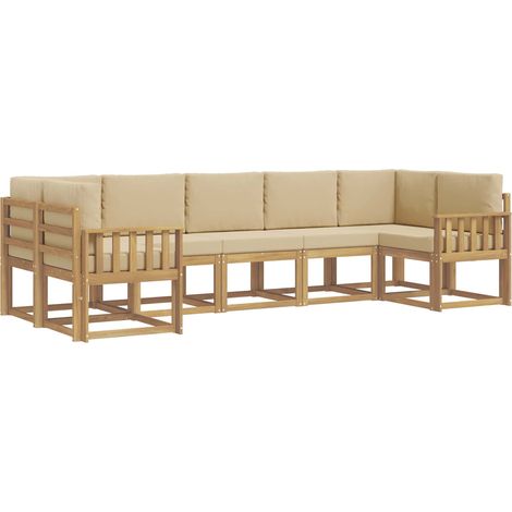 Conjunto de sofás de exterior 7 uds. y Beige vidaXL (1/5)