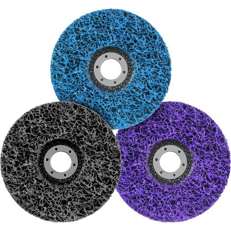 Lot de 3 disques CSD - 125 mm - Disques de nettoyage - Disque de nettoyage grossier - Disque de tissu en nylon - pour meuleuse d'angle (1/5)