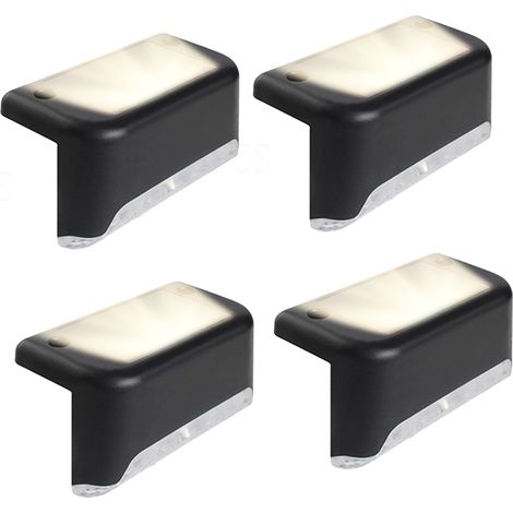 Lot de 4 lampes solaires pour marches - Idéales pour terrasses, quais, marches, porches, passages, escaliers et rampes (1/5)