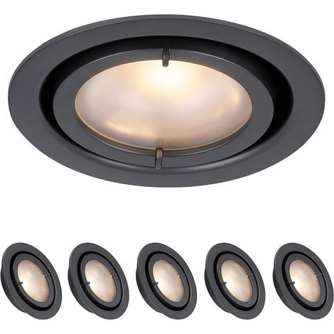 – Lot de 5 spots encastrables pour meubles – Éclairage d'armoire pivotant – Aluminium chromé – Profondeur 2,5cm – Ouverture 6cm – 220V (1/5)