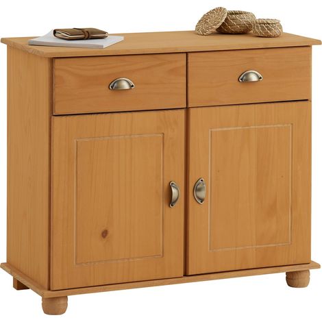 Idimex – Buffet en pin massif Colmar – Finition cirée antique – 2 tiroirs et 2 portes battantes – Dimensions 79 x 91 x 39 cm (1/8)