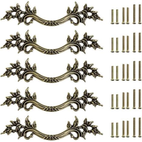 5pcs Poignée de porte vintage Bouton de Porte de Placard rétro,décorer le Tiroir, la Commode, Placard, Meuble etc. (bronze) (1/4)