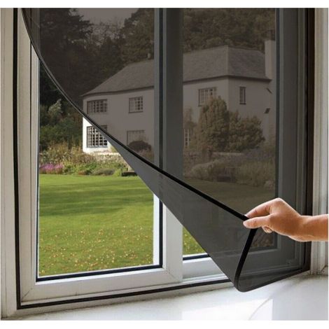 Zanzariera a strappo biadesivo per finestra finestre nera 150x180 con nastro (1/3)