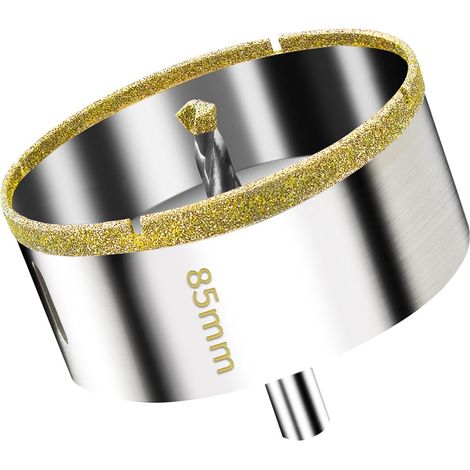 Scie Cloche Diamantée avec Mèche Pilote, Foret Trépan Diamant pour Carrelage, Porcelaine, Verre, Marbre et Céramique (85mm) (1/5)