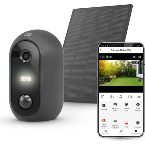 Garza - Cámara Vigilancia Wifi Exterior Solar con Batería, Inalámbrica, 360°, 2MP 1080P Full HD, Visión Nocturna a Color,Sensor Movimiento,Alarma y Luz Seguridad,Audio 2 Vías, IP54, Wifi 2,4GHz (1/5)
