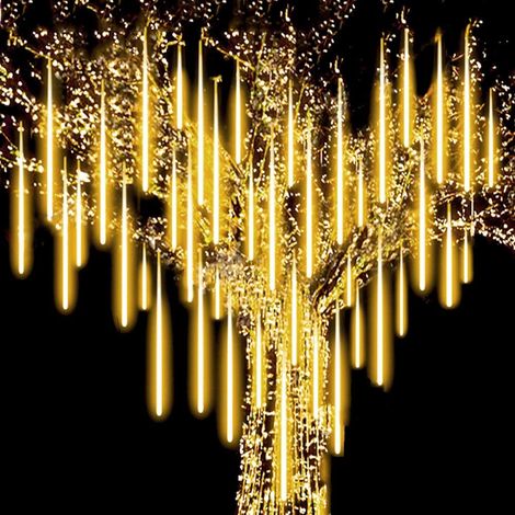 Guirlande lumineuse LED effet pluie de météores 50 cm, 8 tubes, 384 LED, pour décoration de sapin de Noël, couleur blanc chaud festif (1/5)