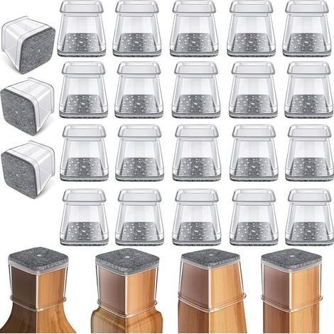 24 deslizadores de silicona transparente para sillas，tapas protectoras para suelos de madera (Apto para: 26-38 mm) (1/5)