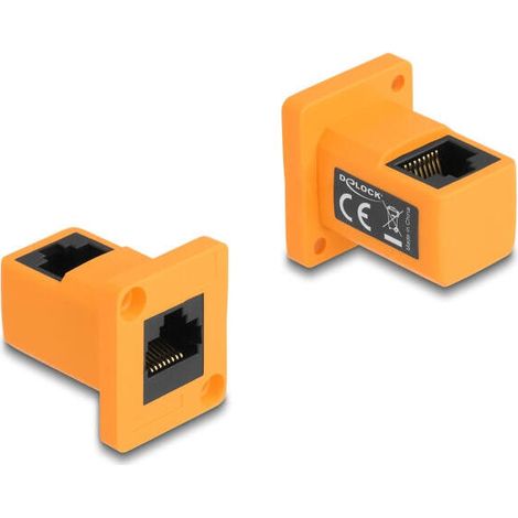 Delock 87997 mÓdulo type-d rj45 hembra a hembra acodado 90° naranja