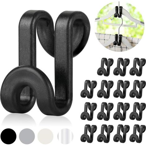 Hakenverbinder zum Aufhängen von Kleidung, 60 Kaskadenhaken in verschiedenen Höhen, robuste Mini-Kunststoffhaken für platzsparende Kleiderschrankorganisation, schwarze Farbe