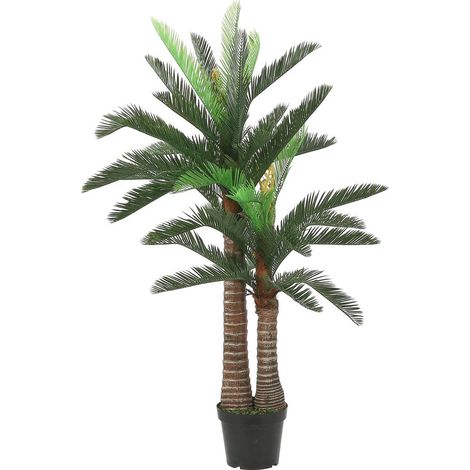 Palmier Cycas Artificiel Plante Verte Décorative Tronc Robuste Vert 150 x 100 cm - PANGIVO (1/5)