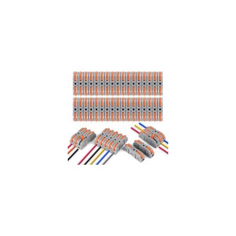 34 PCS Connecteurs Électriques Rapide avec Levier, Domino Electrique, Bornes de Connexion, 1-Fil 2-Entrées et Peut être Librement Combiné, domino electrique PA/PC Ignifuge (1/5)