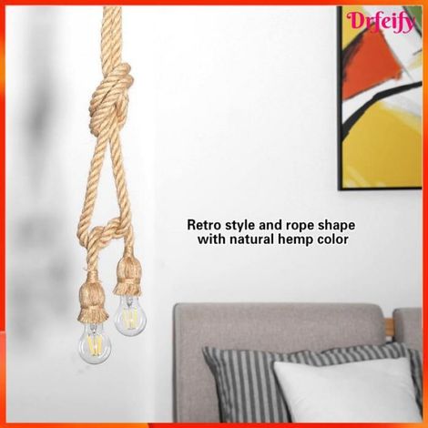 Luminaire suspension - - 2 têtes - E27 - corde de chanvre - Vintage 1,5 m (1/5)