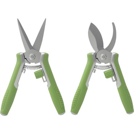 Sécateur Électrique 2 Pièces - Ébrancheur & Sécateur Acier Inoxydable - Kit Jardinage - Cadeau Jardinier Homme/Femme Vert 16x4.5x1.5cm (1/5)