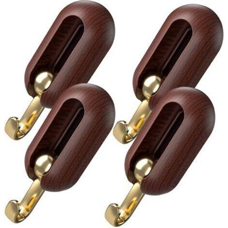 Set of 4 wall hooks, load-bearing, without marks, without drilling, walnut color, (1/5)