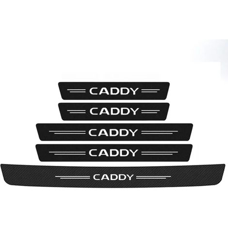 (5 pièces pour CADDY) Autocollants de seuil de porte en fibre de carbone avec logo CADDY,film de protection,bandes de pare-chocs,accessoires (1/3)