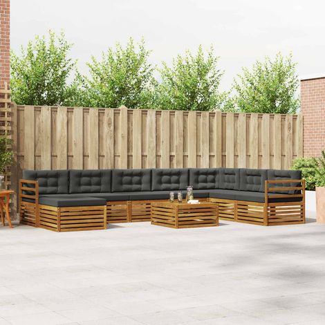 vidaXL Outdoor-Sofagarnitur mit Kissen 9 pcs Natur und Anthrazit (1/5)