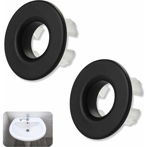2 - Anneau De Trop-Plein - Cuivre - Finition Noir Mat Pour Évier Salle De Bain Et Cuisine Lavabo Céramique Marbre 30x2,4cm (1/5)