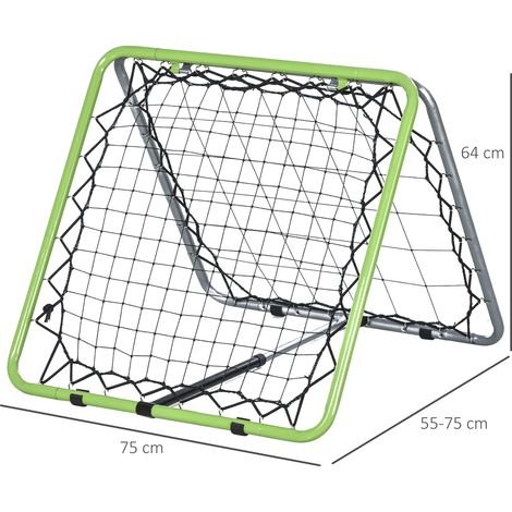 Fußball Rebounder Kickback Tor Rückprallwand Netz für Baseball Basketball beidseitiger Rückprall Verstellbar in 5 Stufen Metall Grün+Schwarz 75 x 75 x 64 cm (1/5)