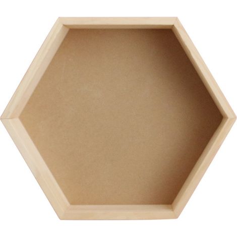 Étagère murale en bois massif présentoir étagère, forme de hexagonale en nid d'abeille (petite, bûche) (1/5)