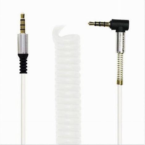 MaxTech - Cavo Prolunga Aux A Spirale Mini Jack Da 3,5 Mm Audio Angolo Retto 1 Mt Aux3-s1m - (1/4)