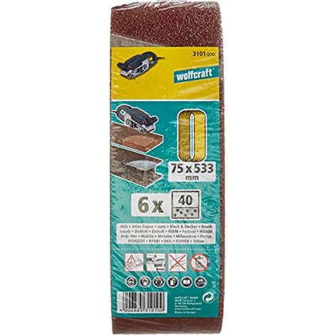 Wolfcraft Nastri di tela abrasiva 75 x 533 mm - 3101000 (1/4)