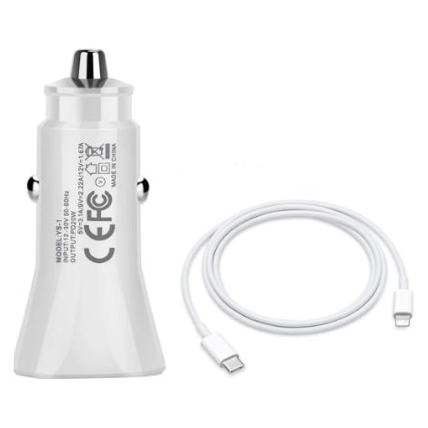 Chargeur de voiture USB-C 20 W compatible avec iPhone 13, Pro, Max et 12 (1/2)