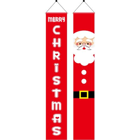 Bannière de Noël suspendue, décoration murale de porte, ornements de Noël, affiche de fête pour décoration intérieure (1/5)