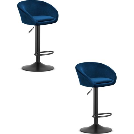 Sgabello Est - velluto blu navy / base nera x 2 (1/5)