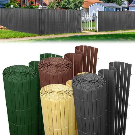 Brise-vue en PVC - Renforcement en 3 poids - Avec serre-câbles - Protection contre le vent - Résistant aux UV - Clôture de terrasse - Clôture de jardin - 90 x 300 cm - Anthracite (1/5)