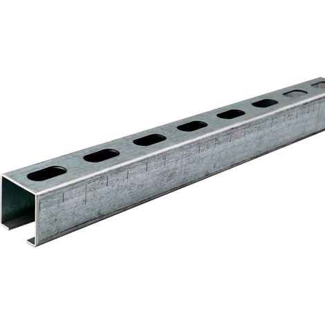Dalsys Montageschiene 38/40, Schienenkonsole Silber 200cm, Lochschiene, C-Profilschiene, U-Schiene, u.a. zur Bildung von Traversen - 1 Stück (1/5)