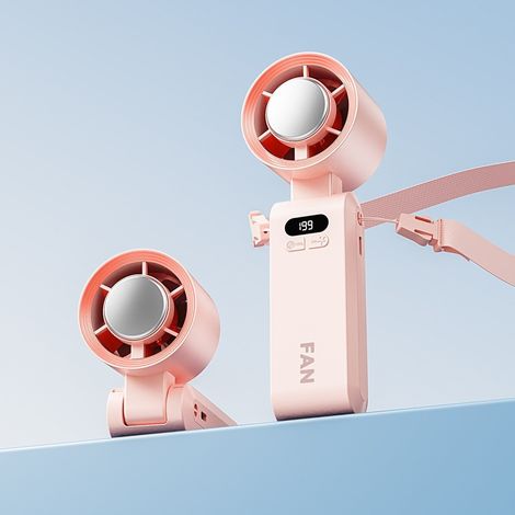 Mini Handventilator Turbo mit Kühlfunktion, 199 Geschwindigkeiten, USB wiederaufladbar, kompakt Taschenventilator für Reise, Büro und Outdoor (1/5)