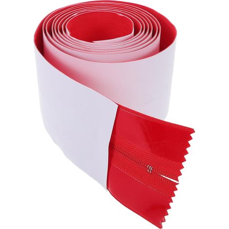 Barrière Anti-poussière en Plastique, Protège-poussière de Porte Auto-adhésif en Nylon Rouge, Fermeture Éclair Robuste Poussière, 7 Pieds X 3 Pouces, pour Construction (1/5)