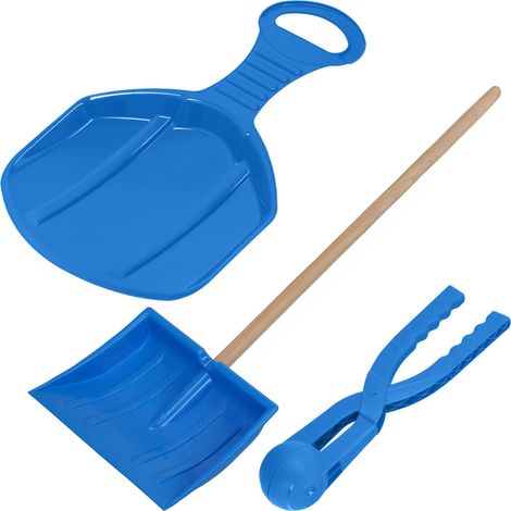 KOTARBAU® Luge Enfant - 34x53 cm - Pelle a Neige - Pince a Boule de Neige - Sled - Pelle Enfant - avec Manche en Bois 82 cm - Bleu (1/5)