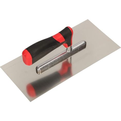 Truelle de lissage en acier inoxydable sans denture 270 x 128 mm pour pose de carrelage, disque de lissage, truelle en acier inoxydable avec poignée souple indispensable pour le carrelage (1/5)