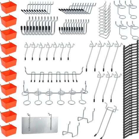 144 Pcs Assortiment de Crochets Pegboard, Avec Crochet en Métal, Boîte à Plaques à Ongles, Verrouillage pour l'Organisation des Outils (1/5)