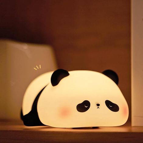 Touch-sensitive silicone panda night light for children, 3 colors, rechargeable LED with 30-minute timer, baby room, birthday gift (1/5)