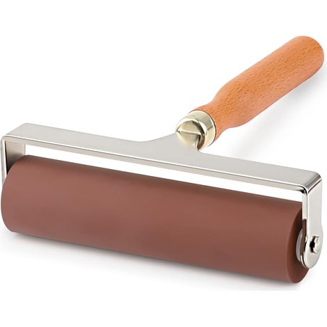 Lntyq Rouleau en caoutchouc souple, idéal pour les outils de construction, d'impression, d'encre et d'estampage (marron, 15 cm)
