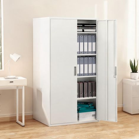 Meuble de rangement de bureau alb en oţel 80 x 40 x 180 cm (1/5)