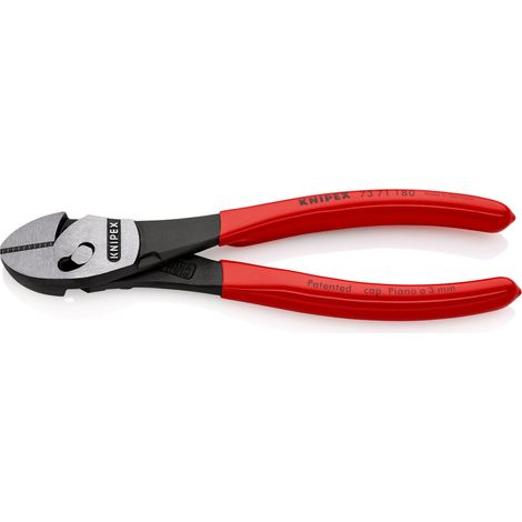 KNIPEX 73 71 180 TwinForce® Tronchesi laterale ad alta prestazione rivestiti in resina sintetica atramentata nera 180 mm (1/8)