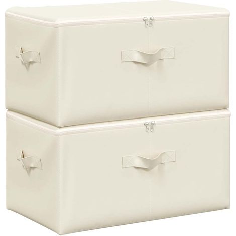 Maison Exclusive - Scatole Portaoggetti 2pz in Tessuto 43x34x23 cm Crema (1/5)