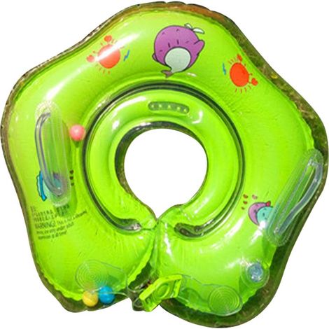 Flotteur de natation pour bébé, Transparent, Double couche, PVC, Anti-fuite, poignée sûre, cou de bébé pour la maison, baignoire intérieure, vert