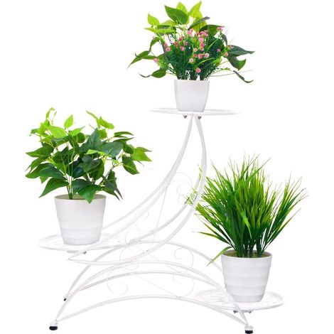 Métal Étagère à Fleurs,Porte Plantes Forgé,Etagere Plante Extérieur Intérieur de 3 Niveaux pour Balcon Terrasse Jardin,support de plantes dintérieur,porte pot de fleurs noir,etagere fleurs (1/5)