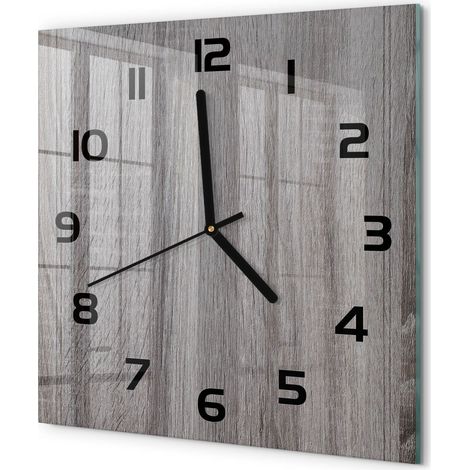 Horloge Murale Carrée Chambre Bureau Verre Silencieuse Design Moderne Élégant Bois 30x30 cm (1/5)