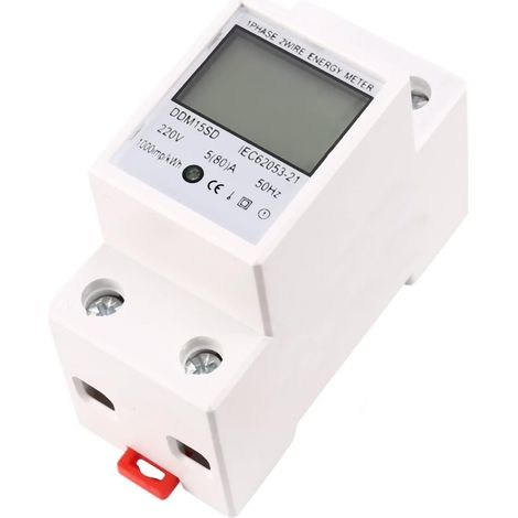 Compteur Électrique Numérique - 220 V - 5(80) A - 50 Hz - Écran LCD Rétroéclairé - Montage Rail DIN 35 mm - 1 Pièce (1/5)