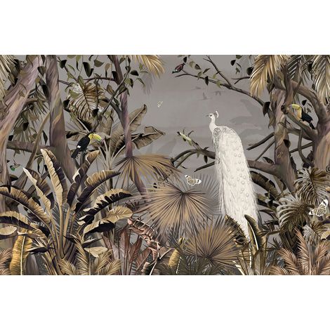 Papier peint panoramique - Forêt Tropicale Oiseaux - 130 cm x 87 cm (1/2)