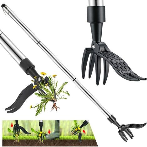 Désherbeur Manuel, Arrache-Mauvaises Herbes 100Cm Avec 3 Griffes En Inox Et Pédale D'Enlèvement Des Racines Outil De Désherbage Outil De Jardinage (1/5)
