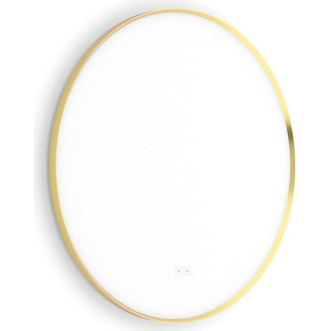 Nimco - Espejo con iluminación LED, 70 cm de diámetro, dos sensores táctiles, oro cepillado ZPZ 61001RVX-Z (1/5)