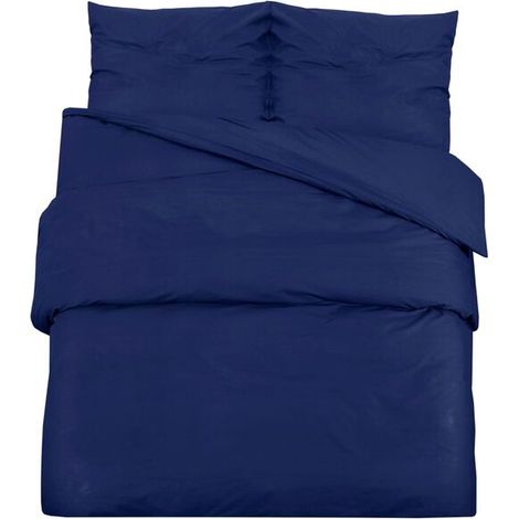 Housse de couette en microfibre bleu marine 140x200 cm (1/5)