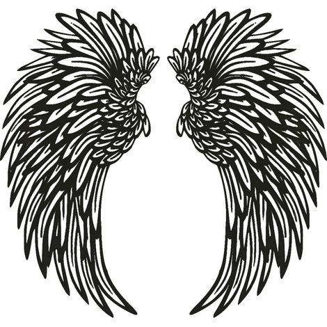 Angel Wings - Metal Wall Art - 3D Shadow Effect With Led Lights - For Living Room Bedroom - 1 Piece - 30 X 15 Cm (1/5)